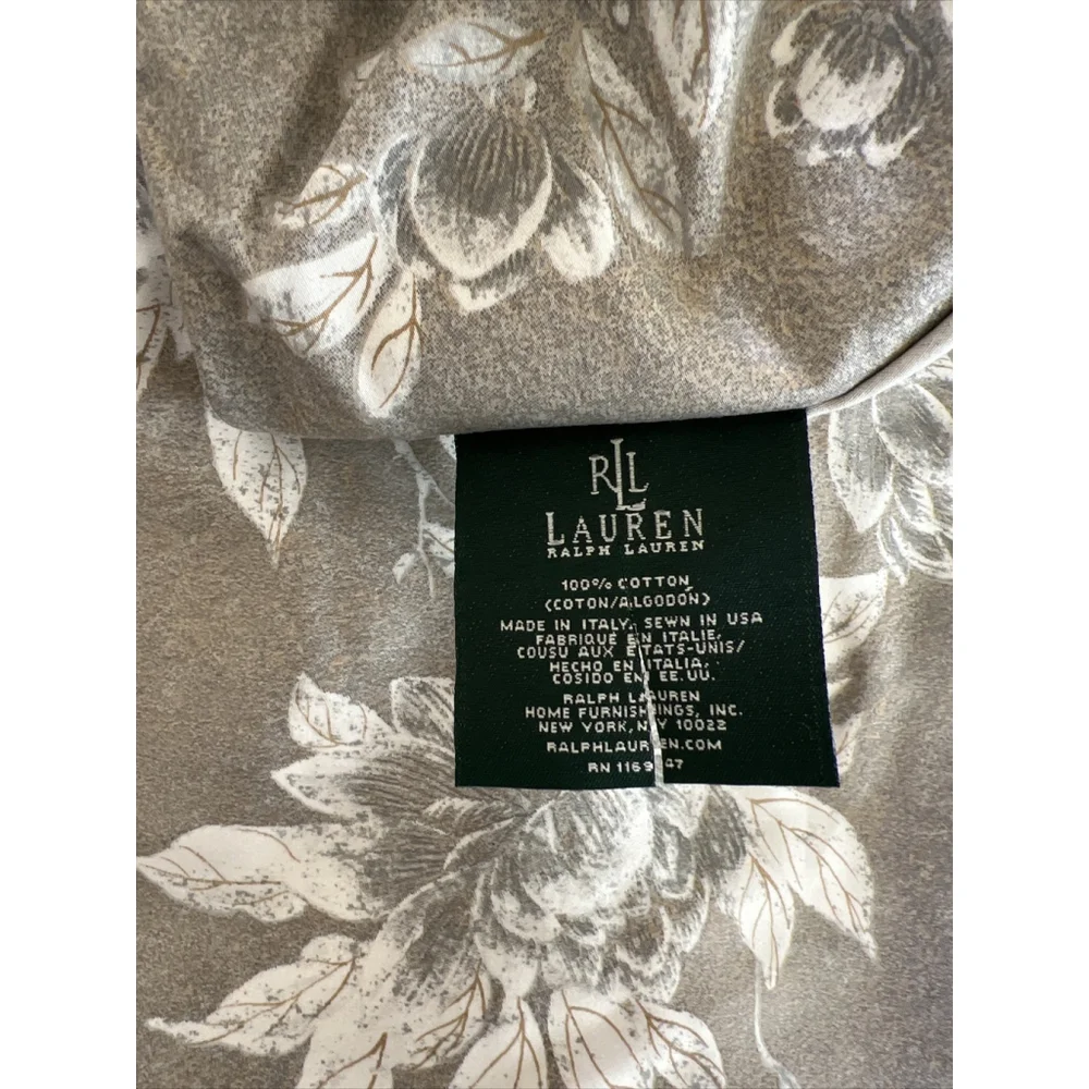 Ralph Lauren Odeon Floral Silver Gray Full Queen Sateen Duvet Cover New Vintage